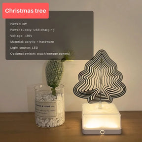 Creative 3D Rotating Neon LED Night Light | Aesthetic Rechargeable Lamp