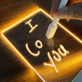 LED Message Board Night Light - USB Powered Creative Note Board with Pen